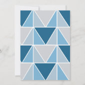 Blaugraue geometrische Dreiecke Moderne Hochzeit Einladung (Rückseite)