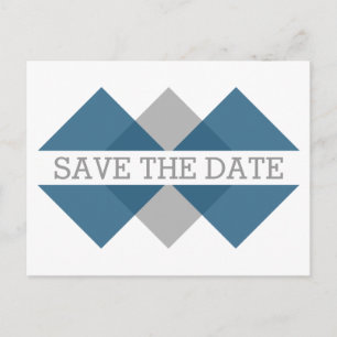 Blaugraue geometrische Triade Save the Date Postka Ankündigungspostkarte