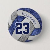 Blaugraue Girls Volleyball-Mannschaftszahl Button (Vorderseite)