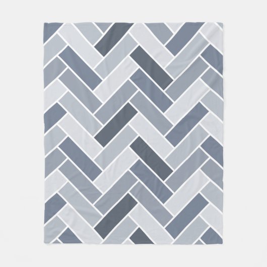 Blaugraue Herringbone-Muster Tile Fleecedecke (Vorderseite)