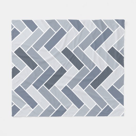 Blaugraue Herringbone-Muster Tile Fleecedecke (Vorderseite (Horizontal))