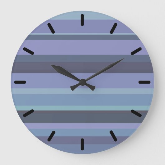 Blaugraue horizontale Streifen Große Wanduhr (Vorderseite)
