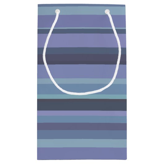 Blaugraue horizontale Streifen Kleine Geschenktüte (Rückseite)