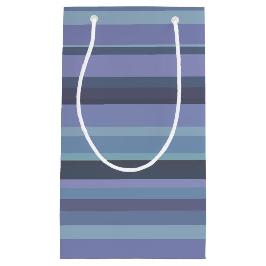 Blaugraue horizontale Streifen Kleine Geschenktüte (Vorderseite)
