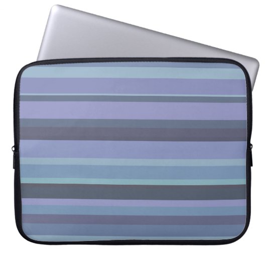 Blaugraue horizontale Streifen Laptopschutzhülle (Vorderseite)