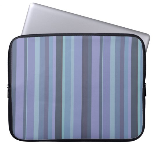 Blaugraue horizontale Streifen Laptopschutzhülle (Vorderseite)