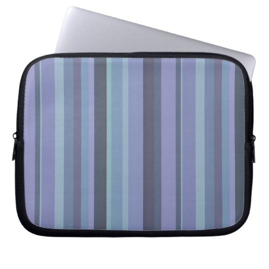 Blaugraue horizontale Streifen Laptopschutzhülle (Vorderseite)