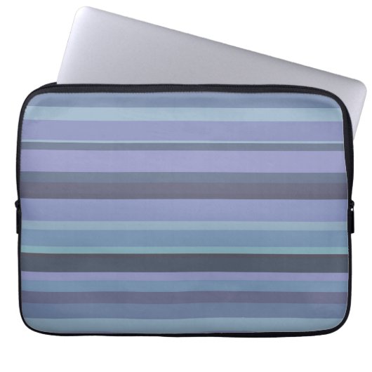 Blaugraue horizontale Streifen Laptopschutzhülle (Vorderseite)