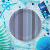 Blaugraue horizontale Streifen Pappteller (Party)