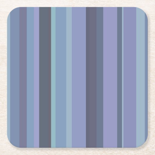 Blaugraue horizontale Streifen Rechteckiger Pappuntersetzer (Vorderseite)