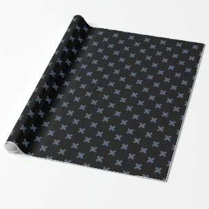 Blaugraue Kreuzstiche auf schwarz Geschenkpapier
