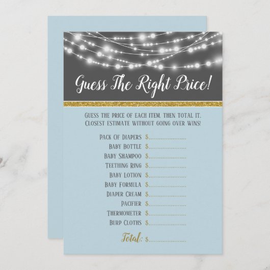 Blaugraue Leuchten schätzen die passende Kinderdus Einladung (Vorne/Hinten)