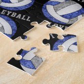 Blaugraue Mädchen I Liebe Volleyball personalisier Puzzle (Seite)