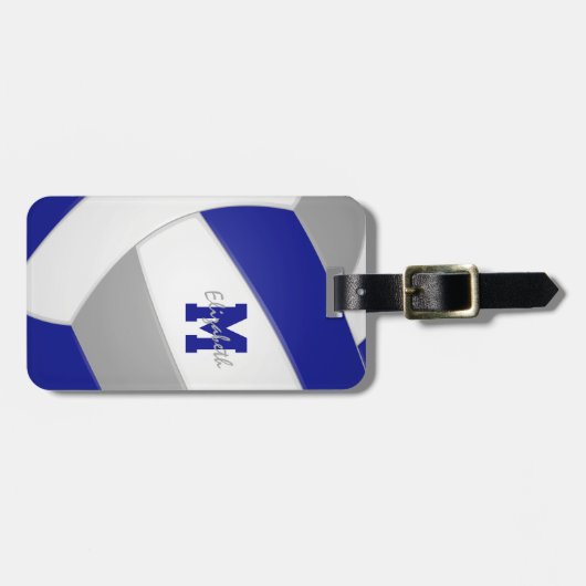 Blaugraue Mädchen Jungs Mannschaft Farben Geschenk Gepäckanhänger (Vorderseite horizontal)