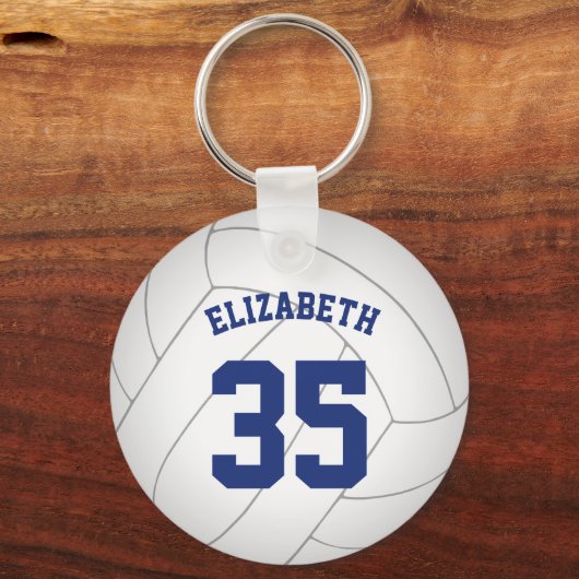 Blaugraue Mädchenvolleyball-Schule Maskottchen Schlüsselanhänger (Rückseite)