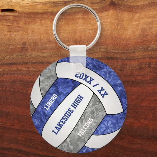 Blaugraue Mädchenvolleyball-Schule Maskottchen Schlüsselanhänger (Vorderseite)