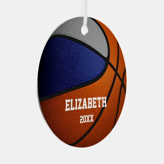 Blaugraue Mannschaft färbt Jungs Basketball Ornament Aus Metall (Vorderseite Rechts)