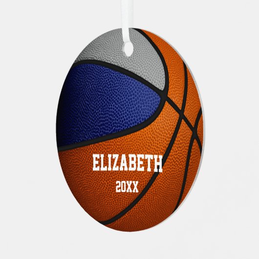 Blaugraue Mannschaft färbt Jungs Basketball Ornament Aus Metall (Vorderseite links)