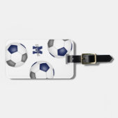 Blaugraue Mannschaft färbt Jungs Fußball Gepäckanhänger (Vorderseite horizontal)