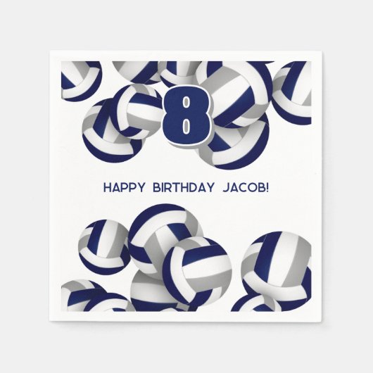 Blaugraue Mannschaft färbt Volleyball-Kindersport Serviette (Vorderseite)