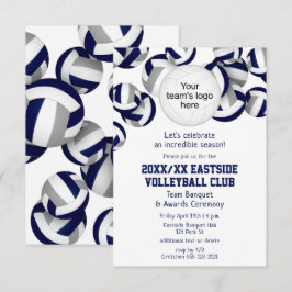 Blaugraue Mannschaft färbt Volleyball-Saisonbanket Einladung