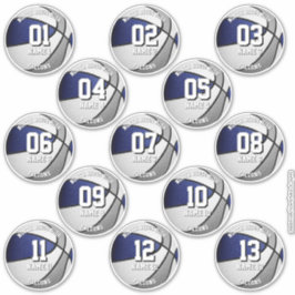 Blaugraue Mannschaftsfarben 13 Basketballspieler-N Aufkleber