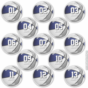 Blaugraue Mannschaftsfarben 13 Basketballspieler-N Aufkleber