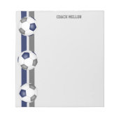 Blaugraue Mannschaftsfarben Fußball-Coach-Custom Notizblock (Vorderseite)