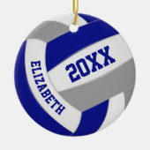 Blaugraue Mannschaftsfarben Keepsake-Volleyball Keramik Ornament (Vorne)