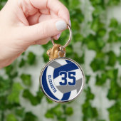 Blaugraue Mannschaftsfarben personalisierter Volle Schlüsselanhänger (Hand)