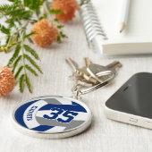 Blaugraue Mannschaftsfarben personalisierter Volle Schlüsselanhänger (Seite)