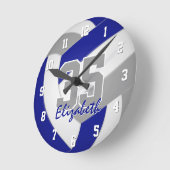 Blaugraue Mannschaftsfarben - Spieler nennen Volle Runde Wanduhr (Winkel)
