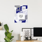 Blaugraue Mannschaftsfarben Volleyball-Foto Poster (Heimbüro)