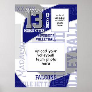 Blaugraue Mannschaftsfarben Volleyball-Foto Poster