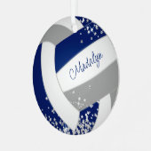 Blaugraue Mannschaftsfarben Volleyball mit Silbers Ornament Aus Metall (Vorderseite links)