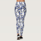 Blaugraue Mannschaftsfarben Volleyballs Muster Leggings (Rückseite)