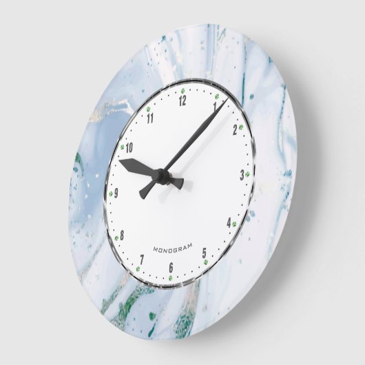 Blaugraue Marmorstruktur Große Wanduhr (Winkel)