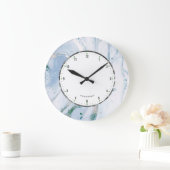 Blaugraue Marmorstruktur Große Wanduhr (Zuhause)