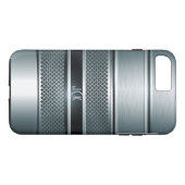 Blaugraue Metallic-Design-Monogramm Case-Mate iPhone Hülle (Rückseite (Horizontal))