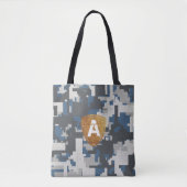 Blaugraue Militärsteine mit Ihrer Monogram Tasche (Vorderseite)