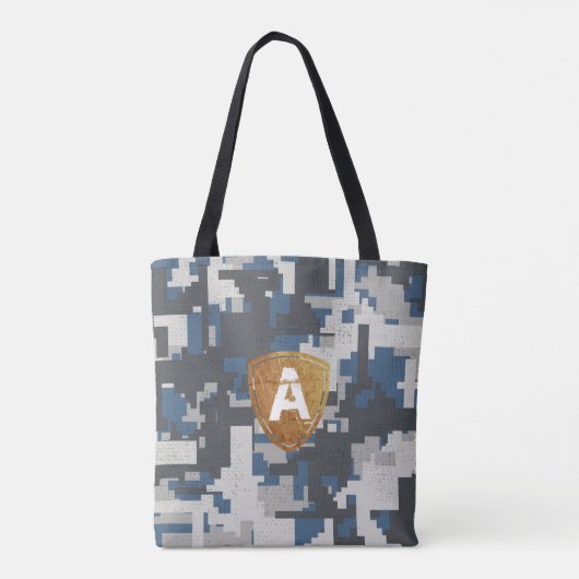 Blaugraue Militärsteine mit Ihrer Monogram Tasche (Rückseite)