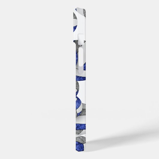 Blaugraue mit Monogramm Girls-Volleyball Case-Mate iPhone Hülle (Rückseite / Links)