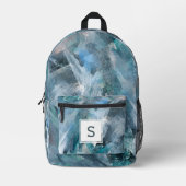 Blaugraue moderne Abstrakte Malerei Bedruckter Rucksack (Vorderseite)