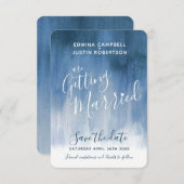 Blaugraue moderne Kunst speichert die Datumskarten Save The Date (Vorne/Hinten)