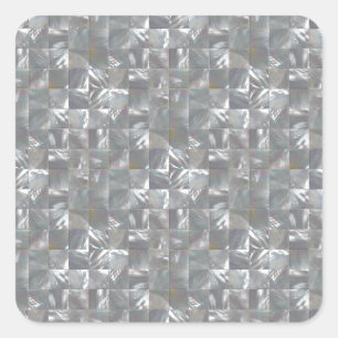 Blaugraue Mutter des Pearl Tile Musters Quadratischer Aufkleber