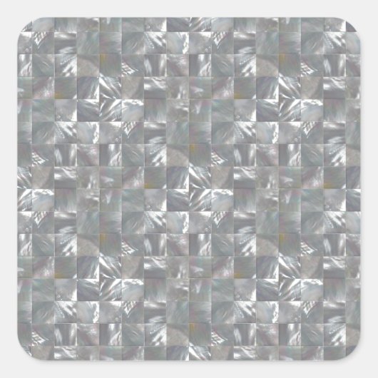 Blaugraue Mutter des Pearl Tile Musters Quadratischer Aufkleber (Vorderseite)