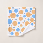 Blaugraue Orange Geometric Polka Dots Badhandtuch Set (Waschlappen)