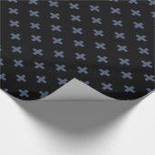 Blaugraue Polka-Kreuze auf schwarz Geschenkpapier (Ecke)