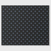 Blaugraue Polka-Kreuze auf schwarz Geschenkpapier (Flach)
