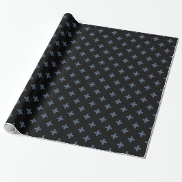 Blaugraue Polka-Kreuze auf schwarz Geschenkpapier